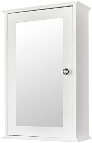 Mirror Wall Cabinet with Adjustable Shelves and Crystal Knob