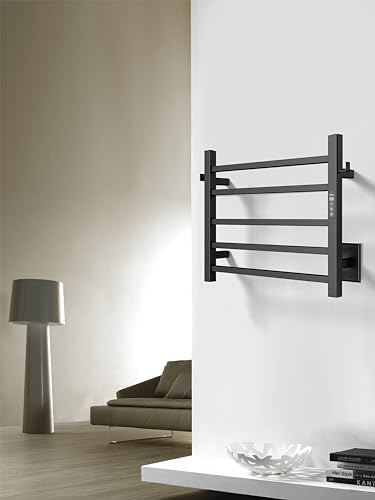 PBhusri Heated Towel Rack 5 Bar Matte Black