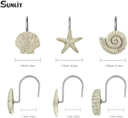 Sunlit Seashells Starfish Conch Decorative Shower Hooks 12 Pack