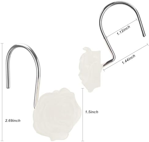 12 Pc Glowing Rose Shower Hooks Elegant Bathroom Decor