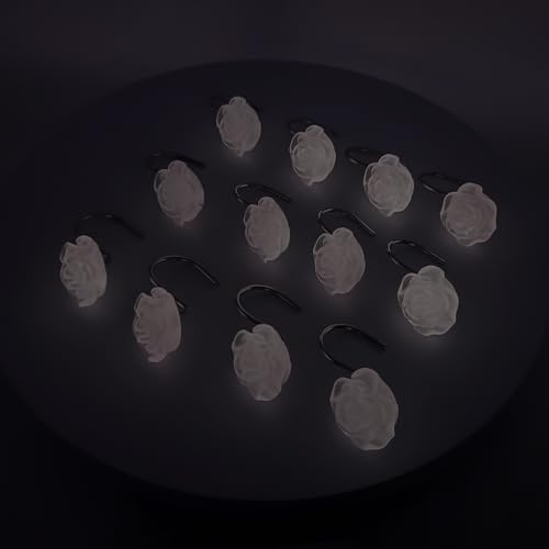 12 Pc Glowing Rose Shower Hooks Elegant Bathroom Decor