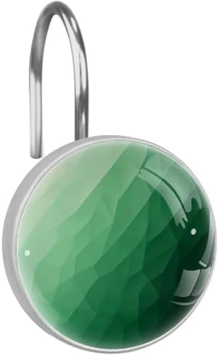 12-Pack Green Diamond Texture Shower Curtain Hooks
