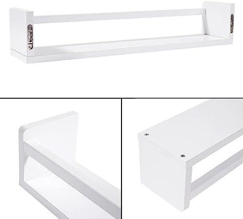 Sturdy 24 Floating Bookshelves for Kids Set of 3 Solid White wood