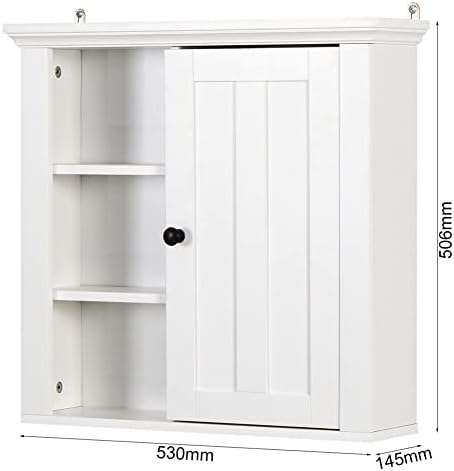 Bath Organizer White Wall Mounted Medicine Cabinet