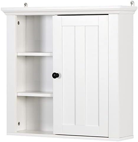 Bath Organizer White Wall Mounted Medicine Cabinet