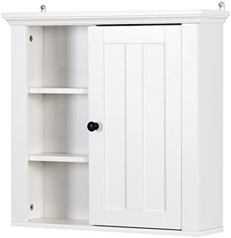 Bathroom Medicine Cabinet with Adjustable Shelf and 3 Open Compartments