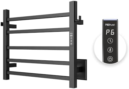 PBhusri Heated Towel Rack 5 Bar Matte Black