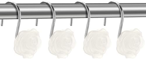 12 Pc Glowing Rose Shower Hooks Elegant Bathroom Decor