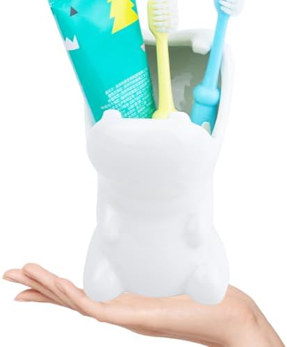 FlidRunest Kids Hippo Toothbrush Holder - Cute Hippo-Shaped Toothbrush Cup for Kids