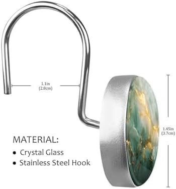 XAVOY 12-Piece Marble Texture Stainless Steel Shower Curtain Hangers