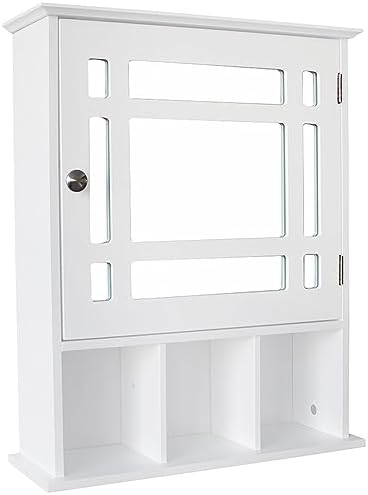 Mirrored Bathroom Cabinet Wall Mounted with Adjustable Shelves