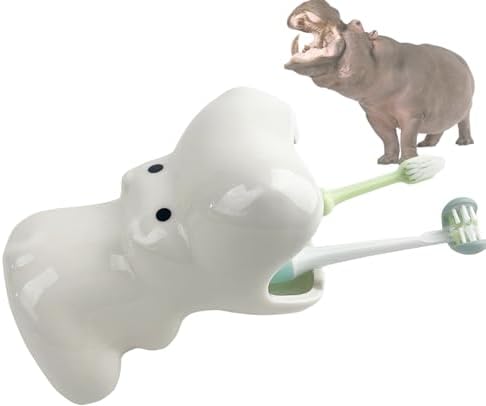 FlidRunest Kids Hippo Toothbrush Holder - Cute Hippo-Shaped Toothbrush Cup for Kids
