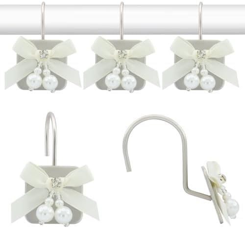 Luxury Bow Shower Curtain Hooks with Satin Design