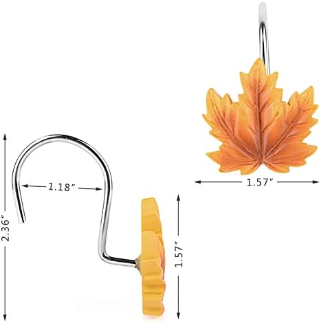 Maple Leaf Shower Curtain Hooks 12 Piece Set