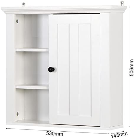 Bathroom Medicine Cabinet with Adjustable Shelf and 3 Open Compartments