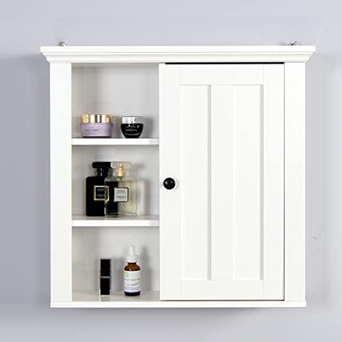 Bathroom Medicine Cabinet with Adjustable Shelf and 3 Open Compartments