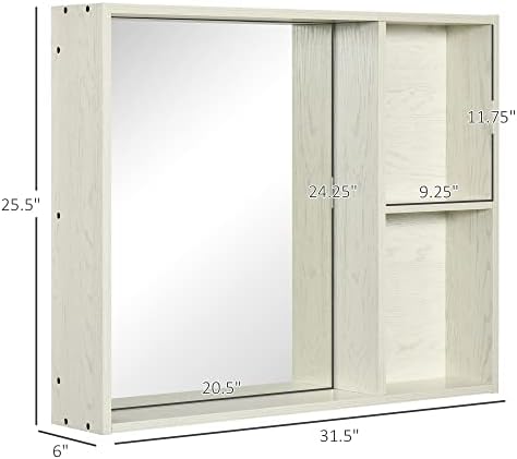 Kleankin 315 x 255 Inch Bathroom Medicine Cabinet with Mirror