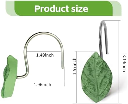 12 Pack Decorative Leaf Shower Curtain Hooks
