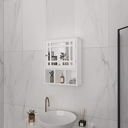 AOCOROE Medicine Cabinet with Mirror and 3 Storage Compartments
