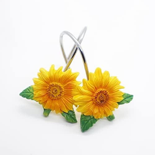 Sunflower Decorative Shower Curtain Hooks 12PCS Stainless Steel