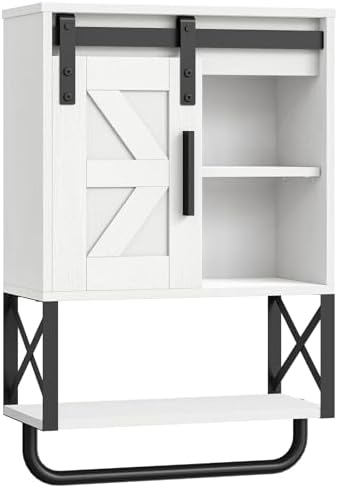 HOOBRO Bathroom Wall Cabinet with Barn Door