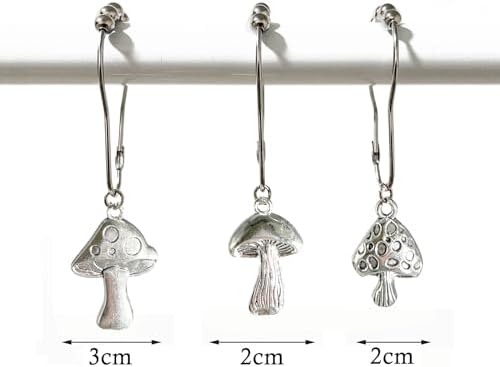 Mushroom Shower Curtain Hooks Boho Retro Cute Design