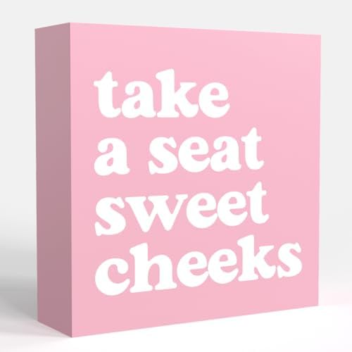 Coquette Pink Bathroom Decor Sign for Girls and Women