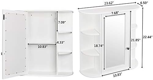 Rpuzonier Wall Mounted Cabinet with Mirror and Shelves