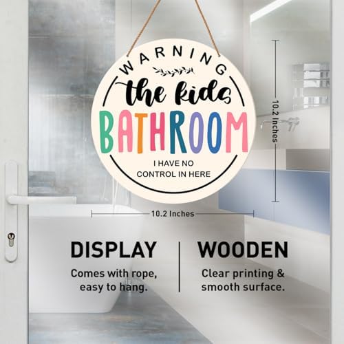 HSNBT Kids Bathroom Decor Wooden Sign