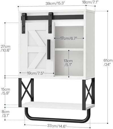 HOOBRO Bathroom Wall Cabinet with Barn Door