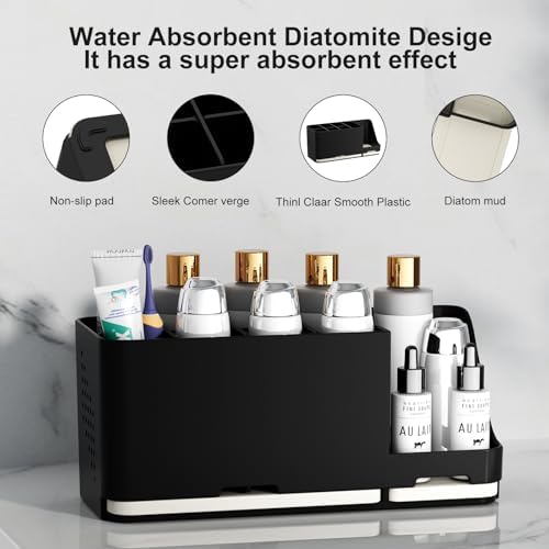 Jumeihui Bathroom Organizer with Diatomite Base 8 Slots Toothbrush Holder