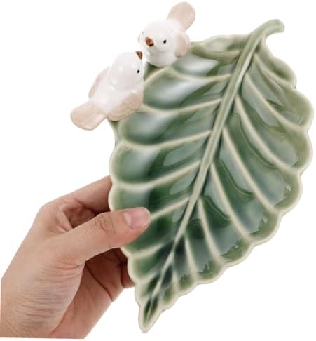 SOIMISS Ceramic Leaf Trinket Dish Bird Design