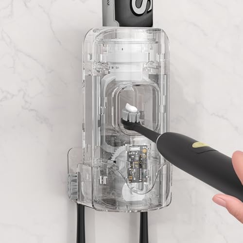 TuCao Smart Toothpaste Dispenser - Kids Toothbrush Organizer - Hands-Free Transparent