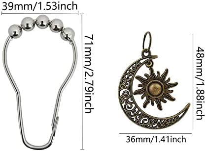 Sun Moon Star Decorative Shower Curtain Hook Set