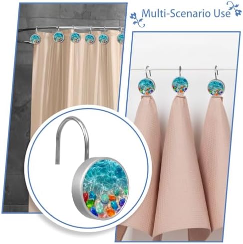 Set of 12 Decorative Shower Curtain Hooks