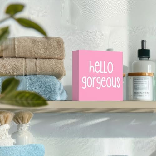 Funny Pink Bathroom Sign Box for Girls and Homes