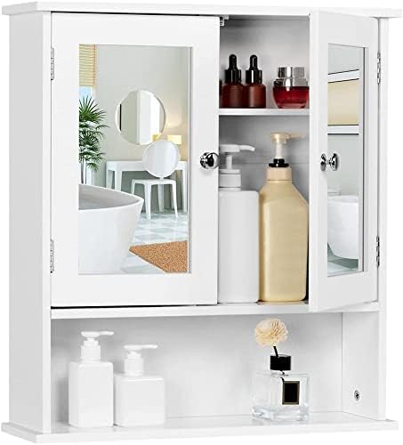 Huedimboene Wall-Mounted Bathroom Medicine Cabinet with Mirror Adjustable Shelf