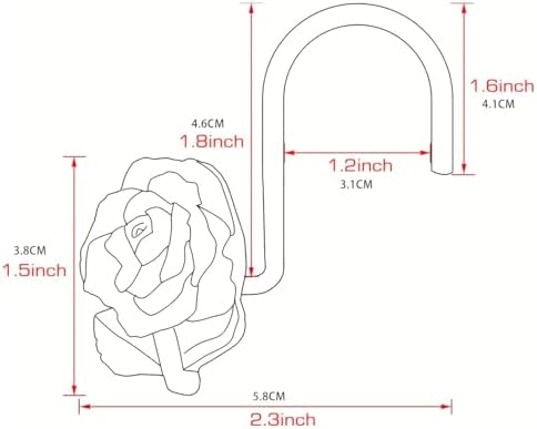 12PCS Pink Rose Decorative Shower Curtain Hooks
