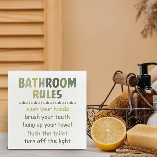 Kids Bathroom Wooden Box Sign 5x5 Green
