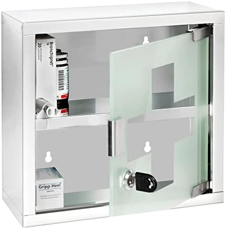 WENKO Medicine Cabinet with Lock and Safety Glass Door