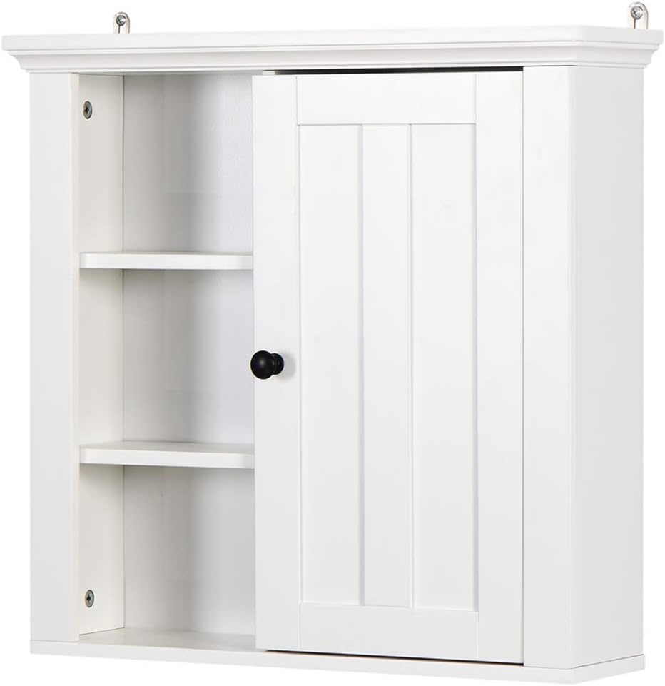 Bath Organizer White Wall Mounted Medicine Cabinet
