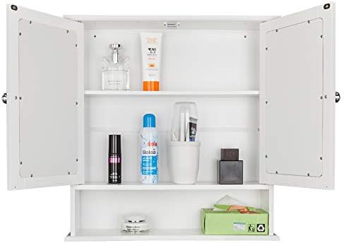 Rpuzonier Wall-Mounted Bathroom Cabinet - Double Mirror Storage