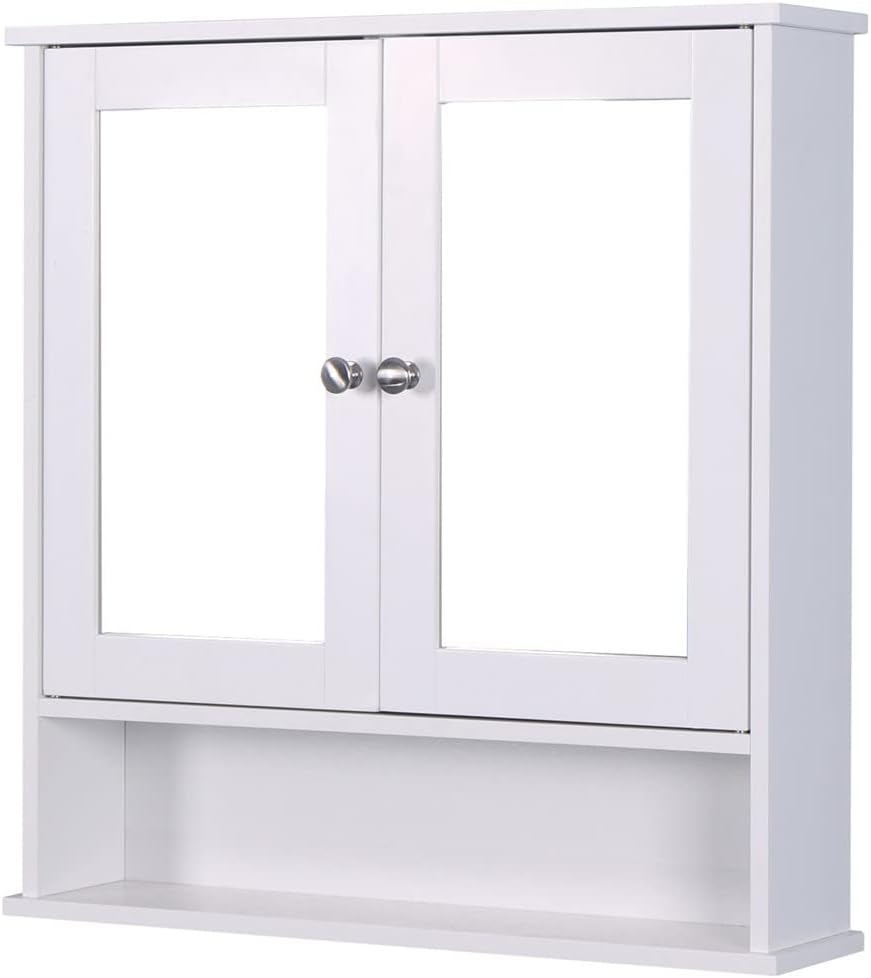 Huedimboene Wall-Mounted Bathroom Medicine Cabinet with Mirror Adjustable Shelf