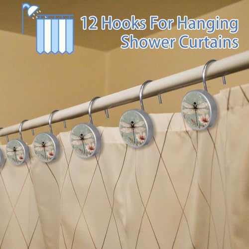 Set of 12 Glass Shower Curtain Hangers Rust-Proof Durable for Bathroom