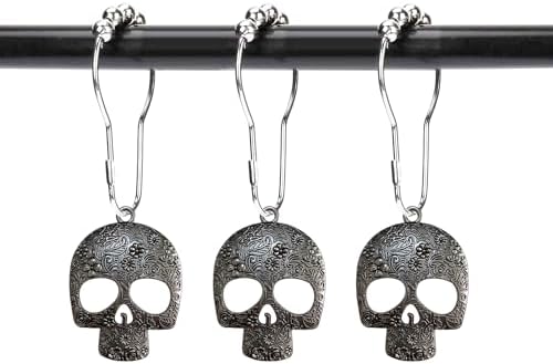 Set of 12 Sugar Skull Shower Curtain Hooks