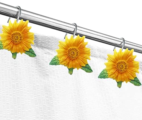Sunflower Decorative Shower Curtain Hooks 12PCS Stainless Steel