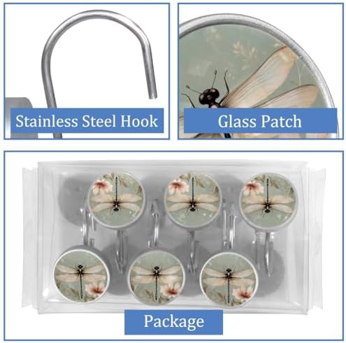 Set of 12 Glass Shower Curtain Hangers Rust-Proof Durable for Bathroom