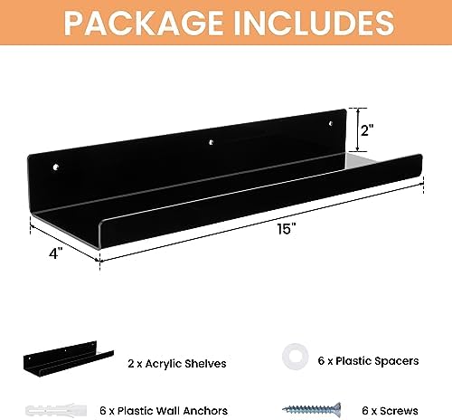 Space-Saving Black Acrylic Shelves for Kids Adults
