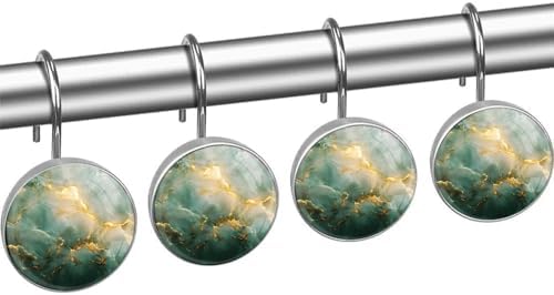 XAVOY 12-Piece Marble Texture Stainless Steel Shower Curtain Hangers