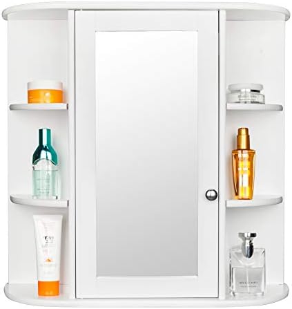 Rpuzonier Wall Mounted Cabinet with Mirror and Shelves